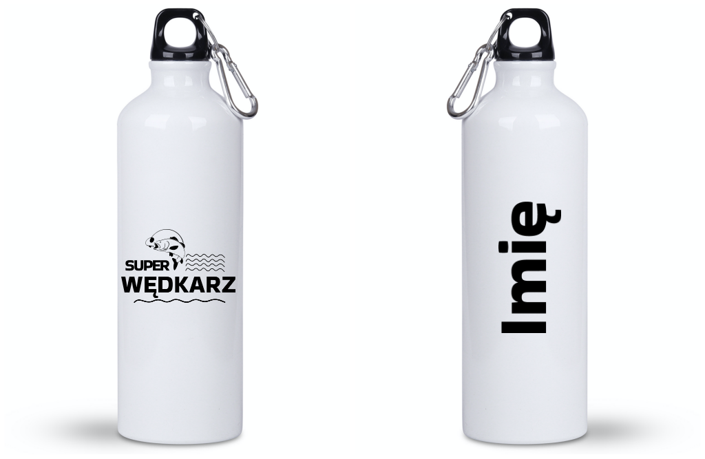 Butelka biała 800 ml z nadrukiem "Super Wędkarz" – wędkarstwo #10