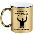 Kubek złoty pamiątka po pierwszym półmaratonie + imię i czas – bieganie #9