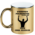 Kubek złoty pamiątka po pierwszym półmaratonie + imię i czas – bieganie #9