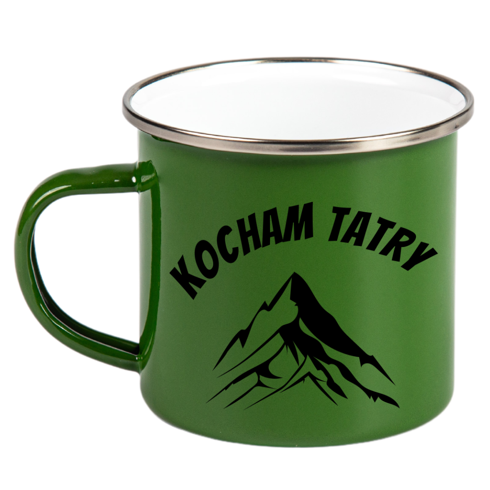 Kubek emaliowany zielony z nadrukiem "Kocham Tatry" - góry, Zakopane, Podhale #3