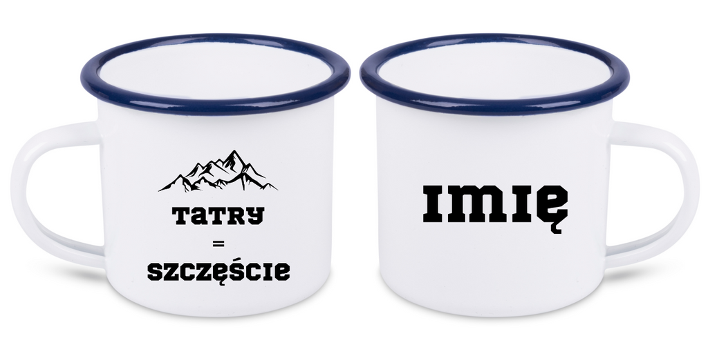 Kubek emaliowany biały z nadrukiem „Tatry = Szczęście” – góry, Zakopane, Podhale #5