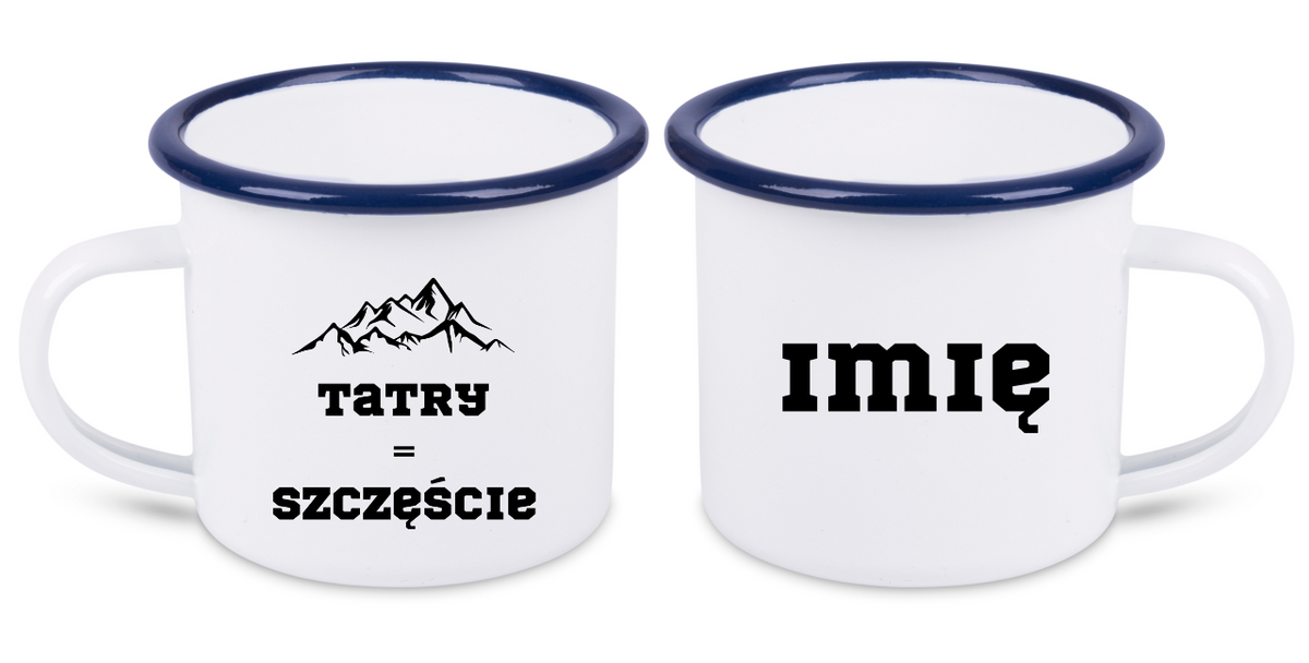 Kubek emaliowany biały z nadrukiem „Tatry = Szczęście” – góry, Zakopane, Podhale #5