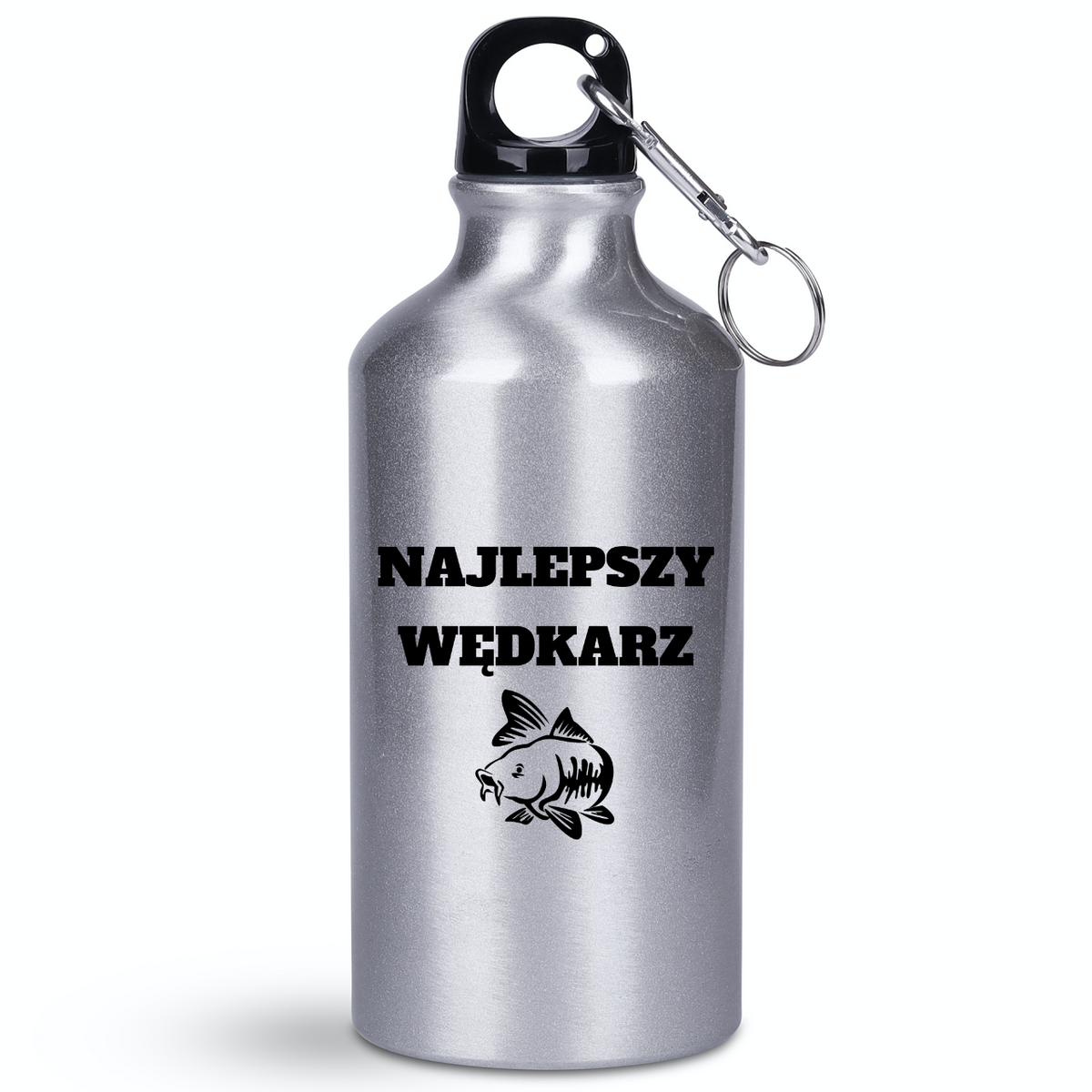 Butelka srebrna 400 ml z nadrukiem "Najlepszy wędkarz" – wędkarstwo #7