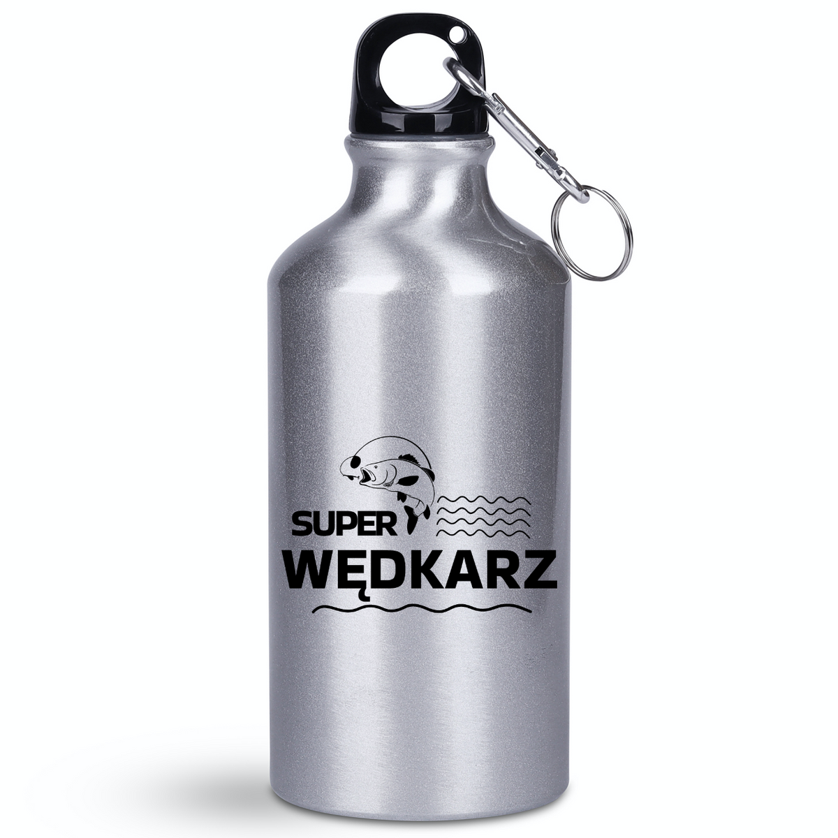 Butelka srebrna 400 ml z nadrukiem "Super wędkarz" – wędkarstwo #9