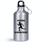 Butelka srebrna 400 ml z nadrukiem "Super Biegaczka" – bieganie #8