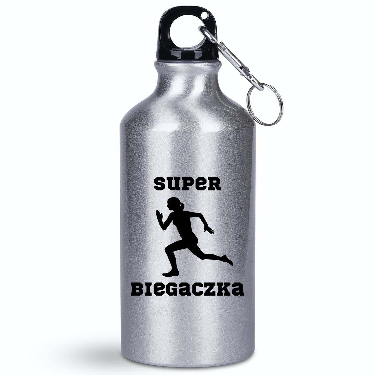 Butelka srebrna 400 ml z nadrukiem "Super Biegaczka" – bieganie #8