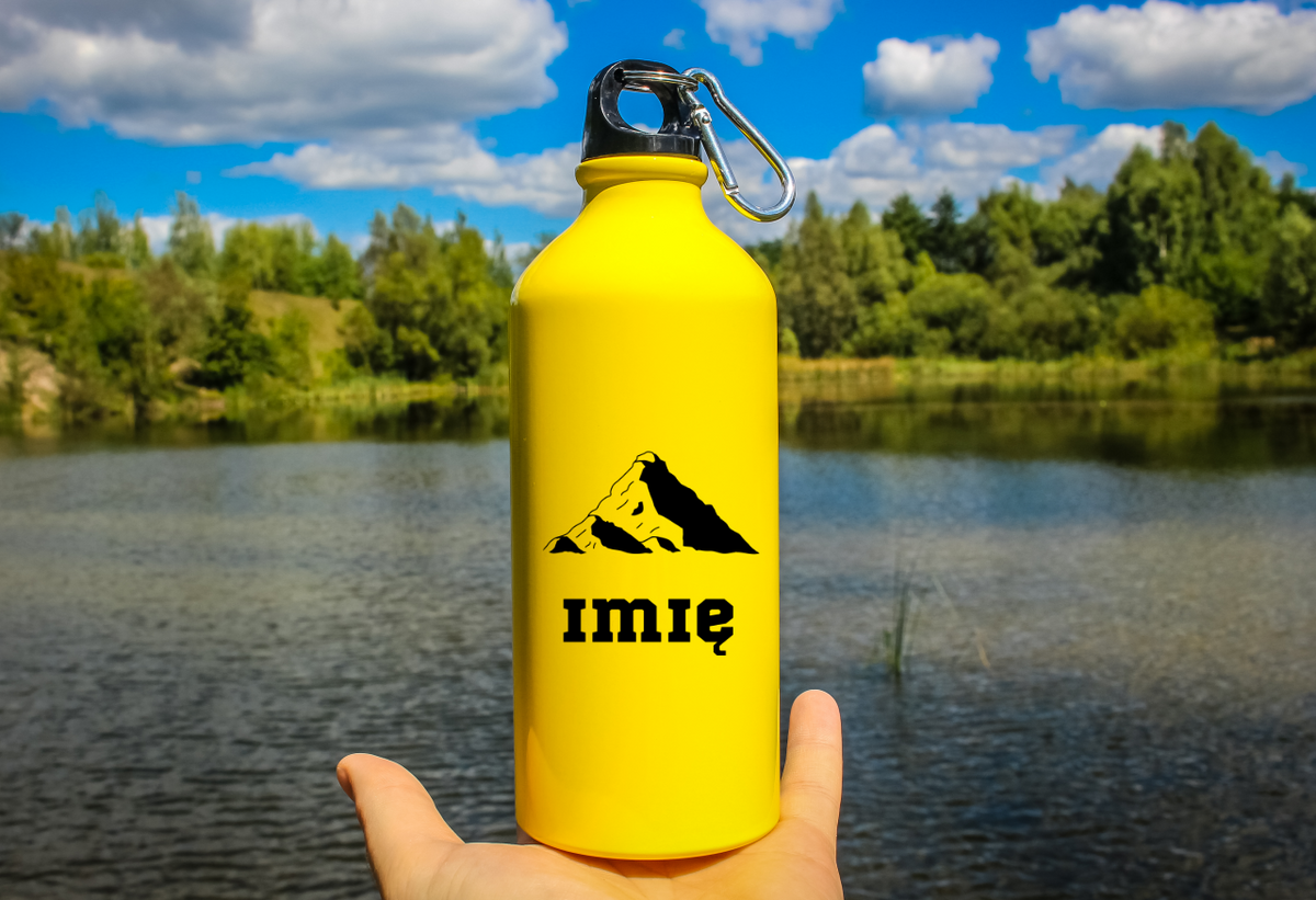 Butelka żółta 600 ml z grafiką góry i imieniem do wyboru #8