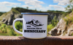 Kubek biały emaliowany z nadrukiem "Rzuć wszystko, jedź w Bieszczady" - góry #3