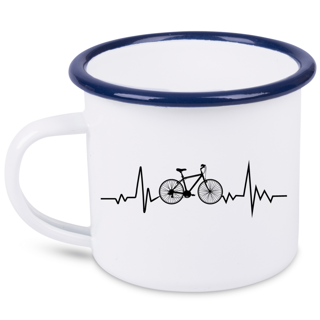Kubek emaliowany biały z grafiką "Rowerowe EKG" – dla rowerzystów #4