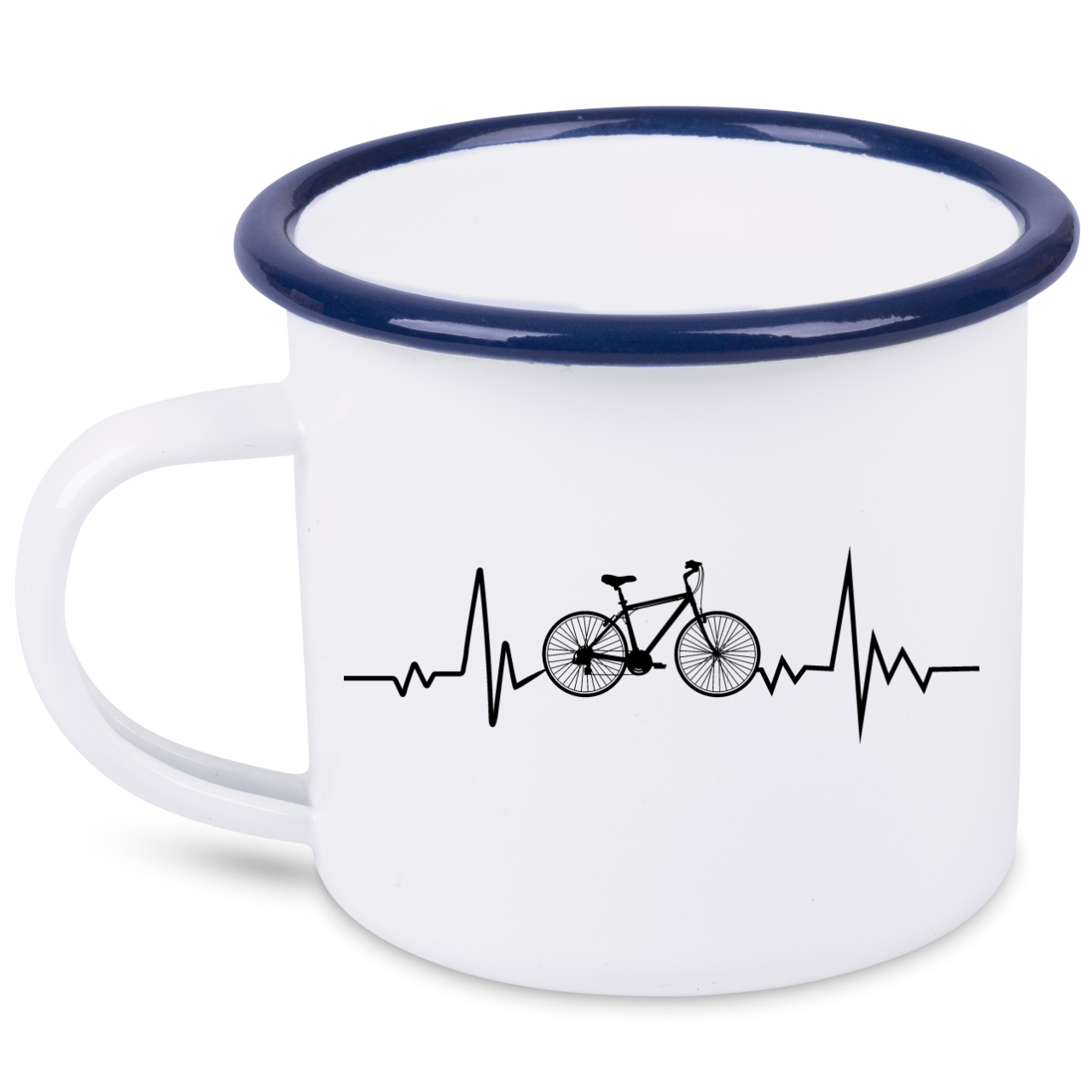 Kubek emaliowany biały z grafiką "Rowerowe EKG" – dla rowerzystów #4