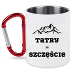 Kubek biały z czerwonym karabińczykiem z nadrukiem „Tatry = Szczęście” – Zakopane, Podhale #4