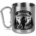 Kubek metalowy z karabińczykiem i nadrukiem „Najlepsza Grzybiarka” – na grzyby #3
