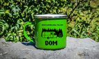 Kubek emaliowany zielony z nadrukiem "Gdzie zaparkujesz, tam jest dom" – camping #5