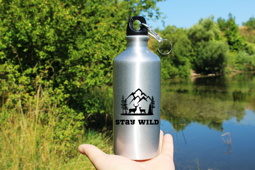 Bidon srebrny 500 ml z nadrukiem „Stay wild” - przygoda, przyroda, eskapada #7