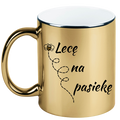 Kubek złoty z nadrukiem „Lecę na pasiekę” – pszczelarstwo #8