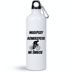 Butelka biała 800 ml na rower z nadrukiem „Najlepszy rowerzysta na świecie” – dla rowerzysty #7