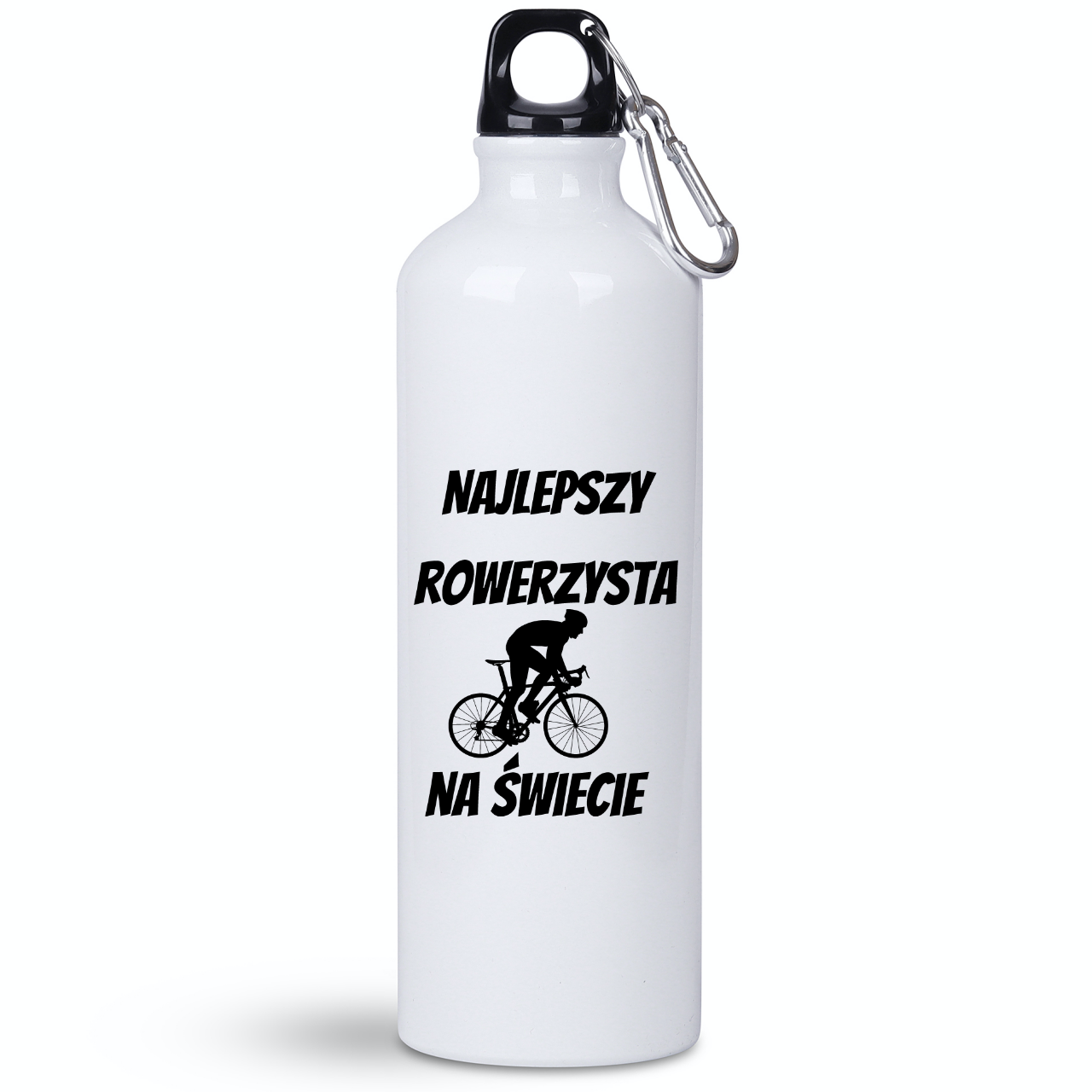 Butelka biała 800 ml na rower z nadrukiem „Najlepszy rowerzysta na świecie” – dla rowerzysty #7
