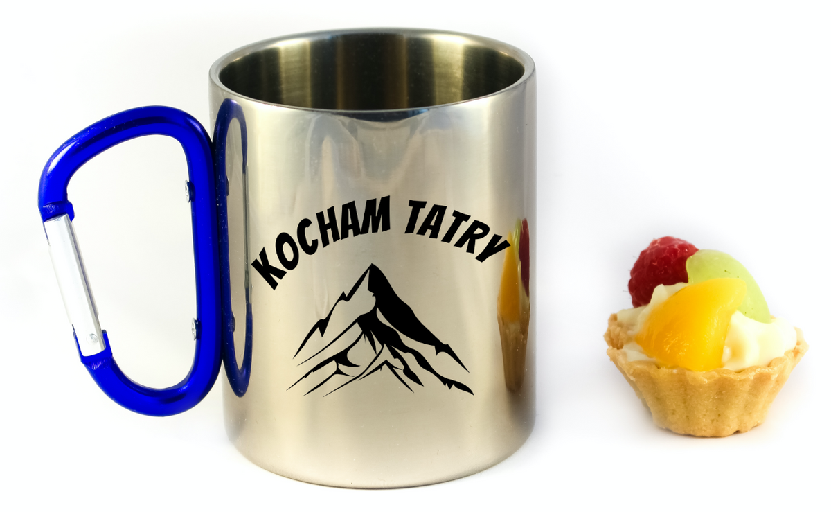 Kubek z niebieskim karabińczykiem i nadrukiem „Kocham Tatry” – góry #3