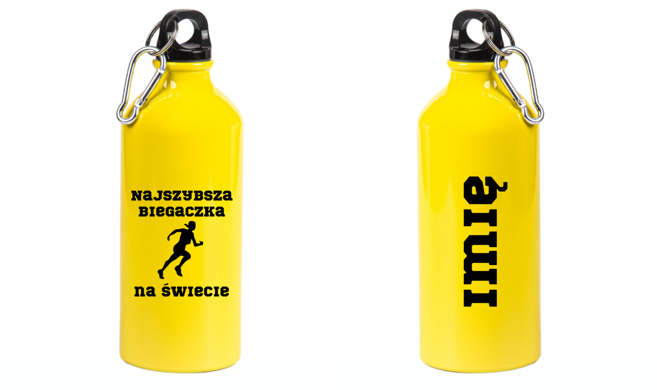 Butelka żółta 600 ml z nadrukiem „Najszybsza biegaczka na świecie” – bieganie #6