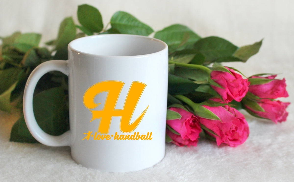 Kubek z żółtą literą H i napisem "I Love Handball" #3