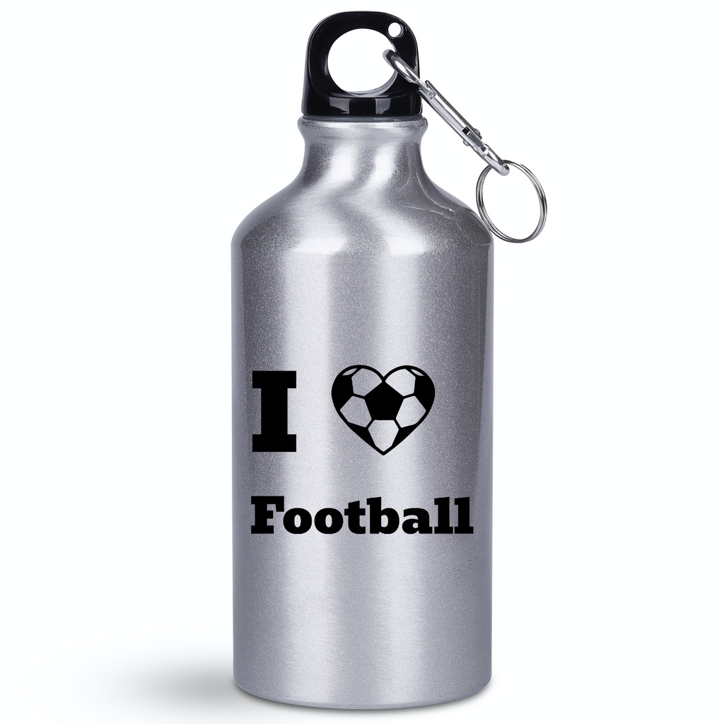 Butelka srebrna 400 ml dla kibica piłki nożnej z napisem "I Love Football" #11