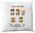 Poduszka prezent dla grzybiarzy z nadrukowaną grafiką "Atlas Grzybów" - grzyby #7