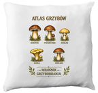 Poduszka prezent dla grzybiarzy z nadrukowaną grafiką "Atlas Grzybów" - grzyby #7