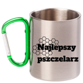 Kubek z zielonym karabińczykiem z nadrukiem "Najlepszy pszczelarz" #3