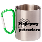Kubek z zielonym karabińczykiem z nadrukiem "Najlepszy pszczelarz" #3