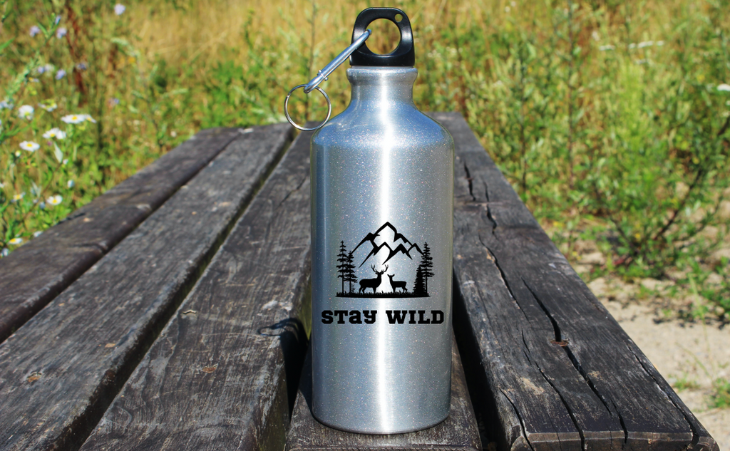 Bidon srebrny 500 ml z nadrukiem „Stay wild” - przygoda, przyroda, eskapada #7