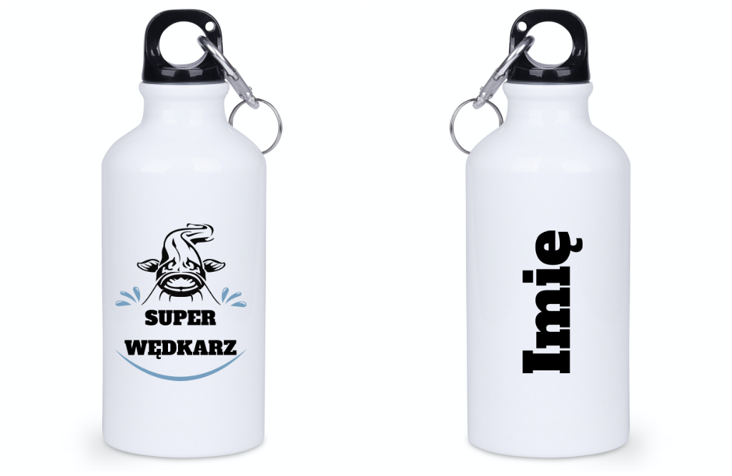 Bidon biały 400 ml z nadrukiem "Super Wędkarz" - wędkarstwo #7
