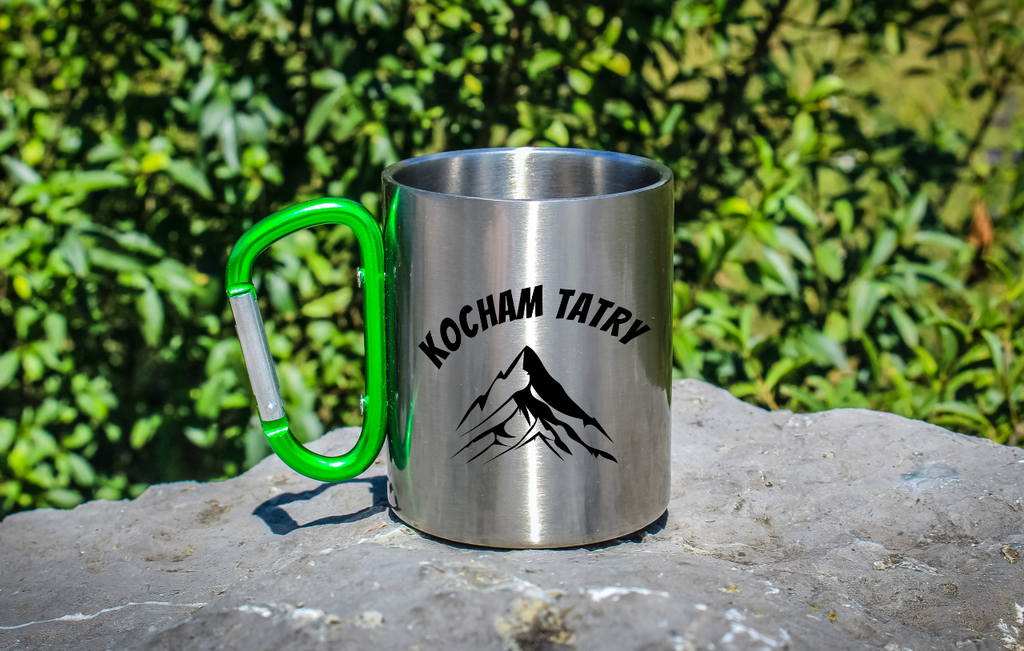 Kubek z zielonym karabińczykiem i nadrukiem „Kocham Tatry” – góry, Podhale, Zakopane #3