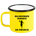 Kubek emaliowany żółty z nadrukiem "Najszybszy Biegacz na Świecie" – bieganie #4