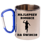 Biegowy kubek karabińczyk niebieski z nadrukiem "Najlepszy biegacz na świecie" #1