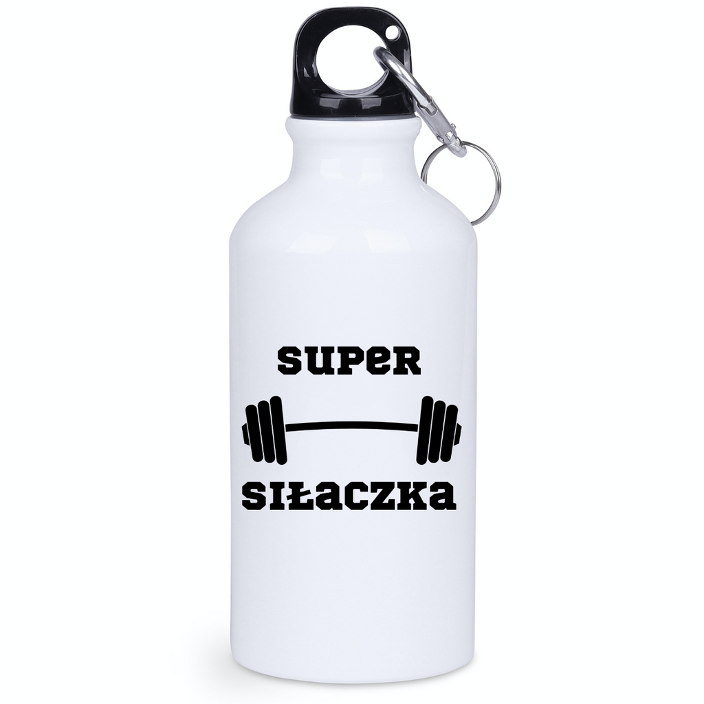 Bidon biały 400 ml na siłownię z nadrukiem „Super Siłaczka” – siłownia #2