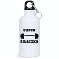 Bidon biały 400 ml na siłownię z nadrukiem „Super Siłaczka” – siłownia #2