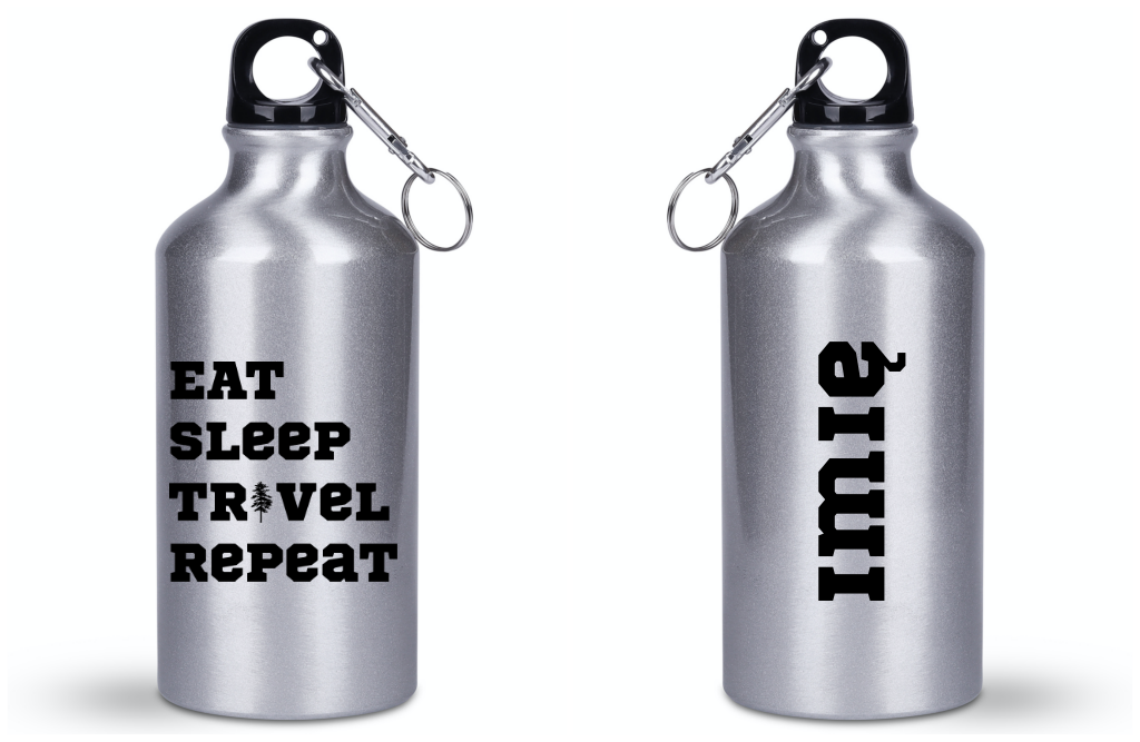 Butelka srebrna 400 ml z nadrukiem „Eat Sleep Travel Repeat” – podróż, przygoda, przyroda #5