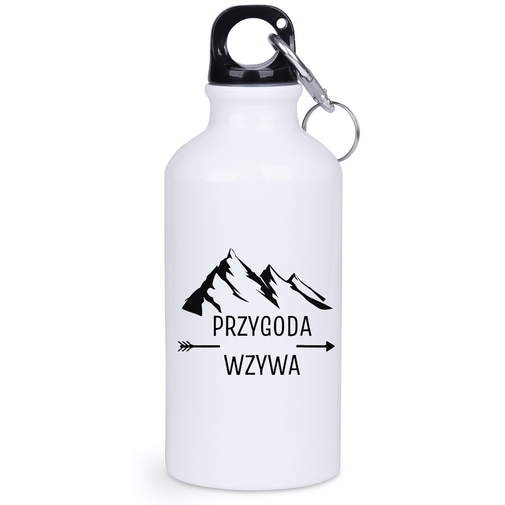Butelka biała 400 ml z nadrukiem „Przygoda wzywa” #3