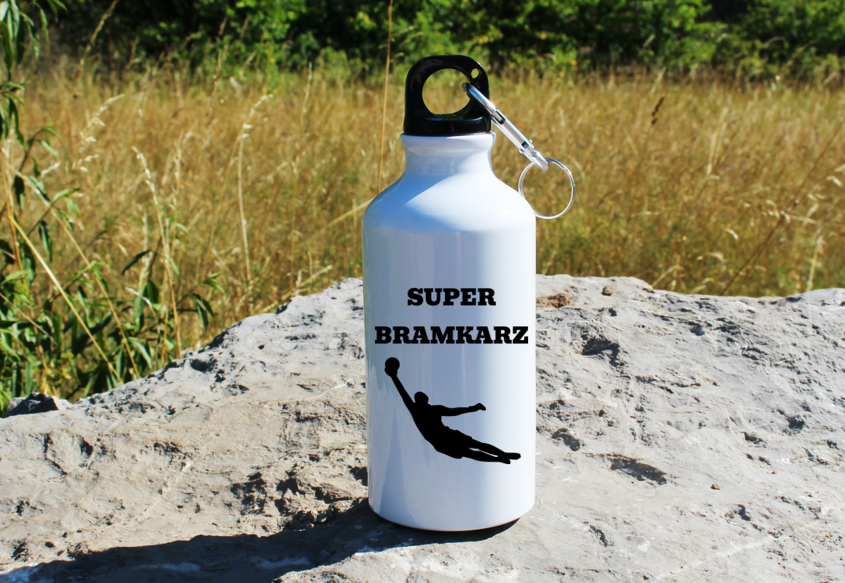 Bidon biały 400 ml z napisem "Super Bramkarz" – piłka nożna #15