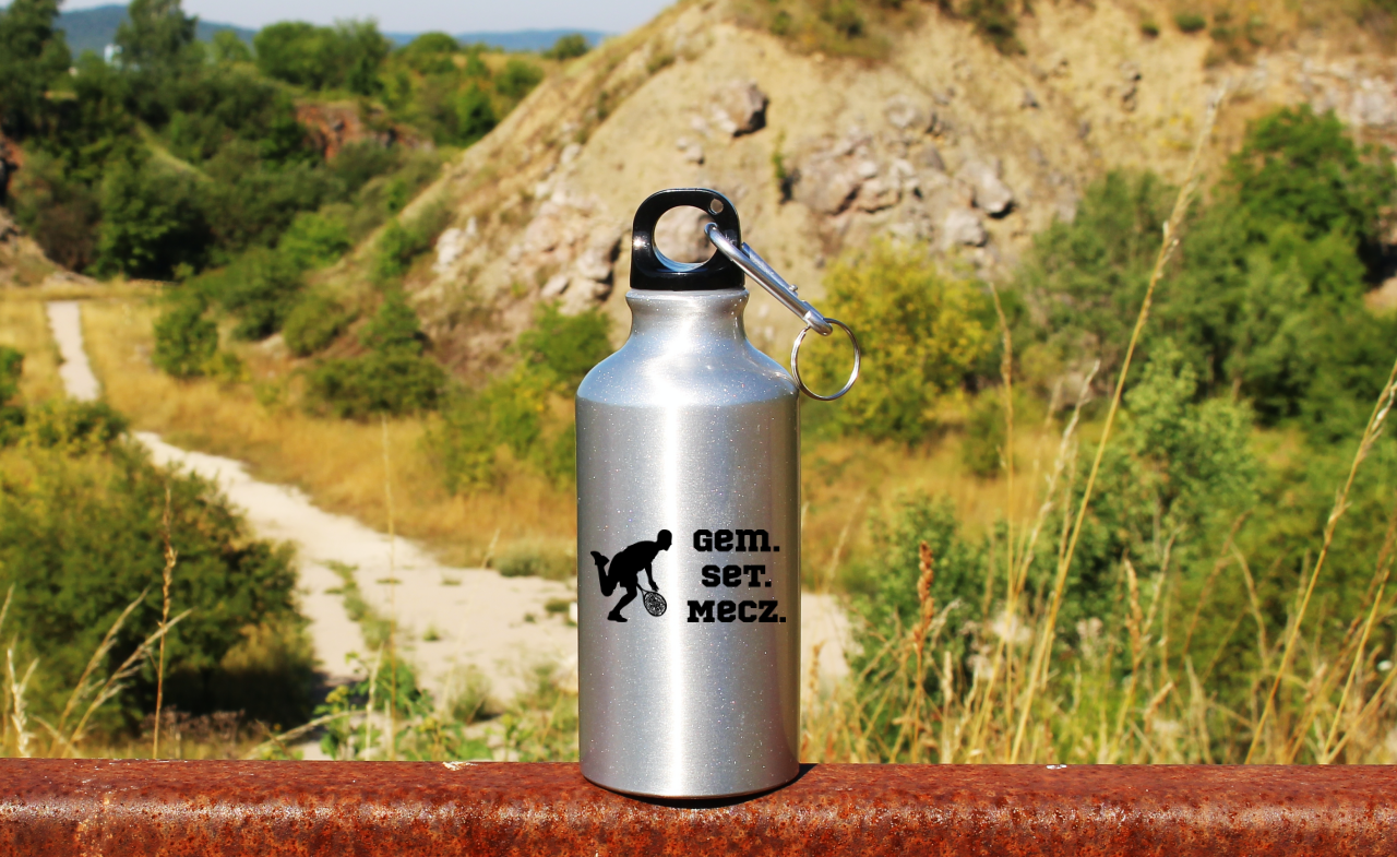 Butelka srebrna 400 ml z napisem "Gem Set Mecz" – męska #6
