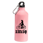 Butelka różowa 600 ml z grafiką roweru oraz imieniem do wyboru - dla rowerzystki #6