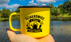 Kubek emaliowany żółty z nadrukiem „Działkowiec z pasji, plony z radości” – działka, ogród #5