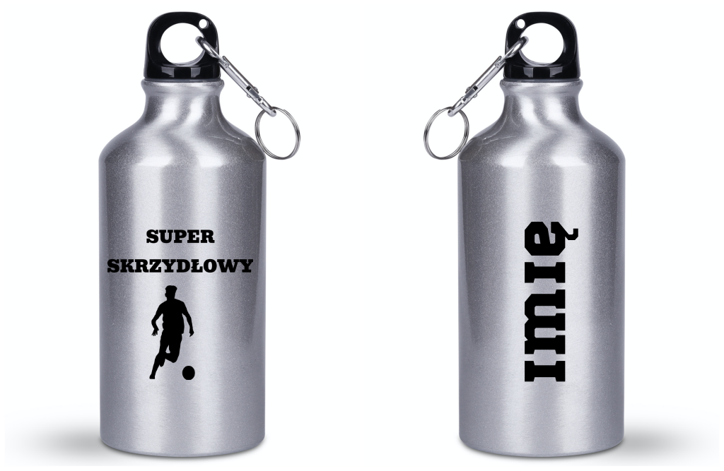 Butelka srebrna 400 ml z napisem "Super Skrzydłowy" – piłka nożna #1