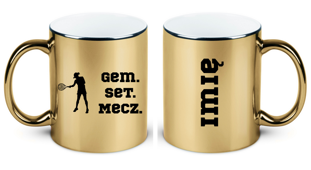 Kubek złoty 330 ml z napisem "GEM SET MECZ" – damski #4