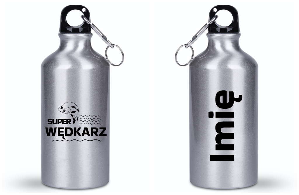 Butelka srebrna 400 ml z nadrukiem "Super wędkarz" – wędkarstwo #9