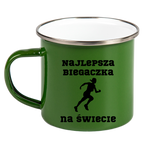 Kubek emaliowany zielony z nadrukiem "Najlepsza biegaczka na świecie" - bieganie #2