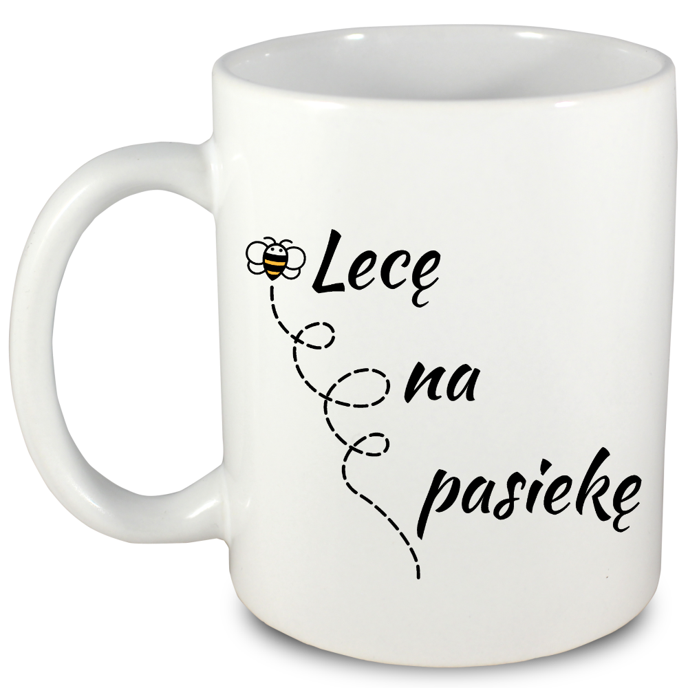 Kubek biały dla pszczelarza "Lecę na pasiekę" #8