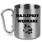 Kubek ze srebrnym karabińczykiem i nadrukiem "Najlepszy wędkarz" – wędkarstwo #8