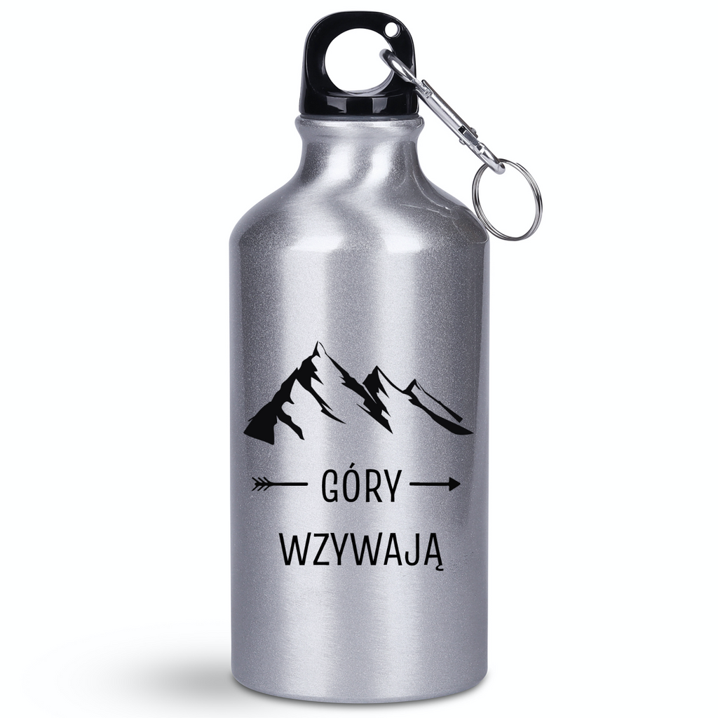 Butelka srebrna 400 ml z nadrukiem „Góry wzywają” - trekking #4