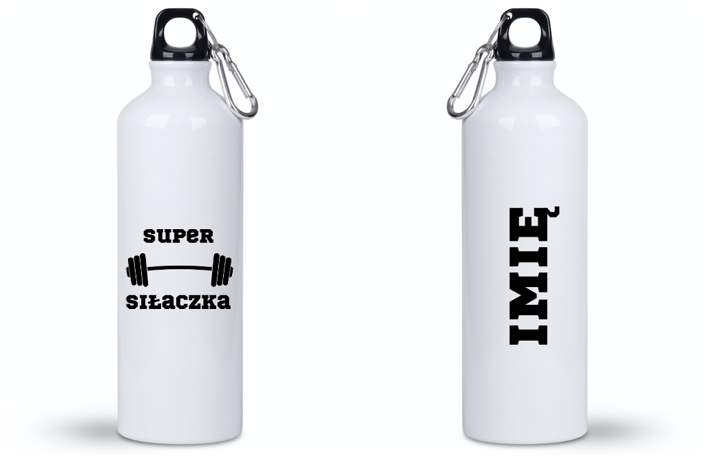 Butelka biała 800 ml na siłownię z napisem "Super Siłaczka" #2